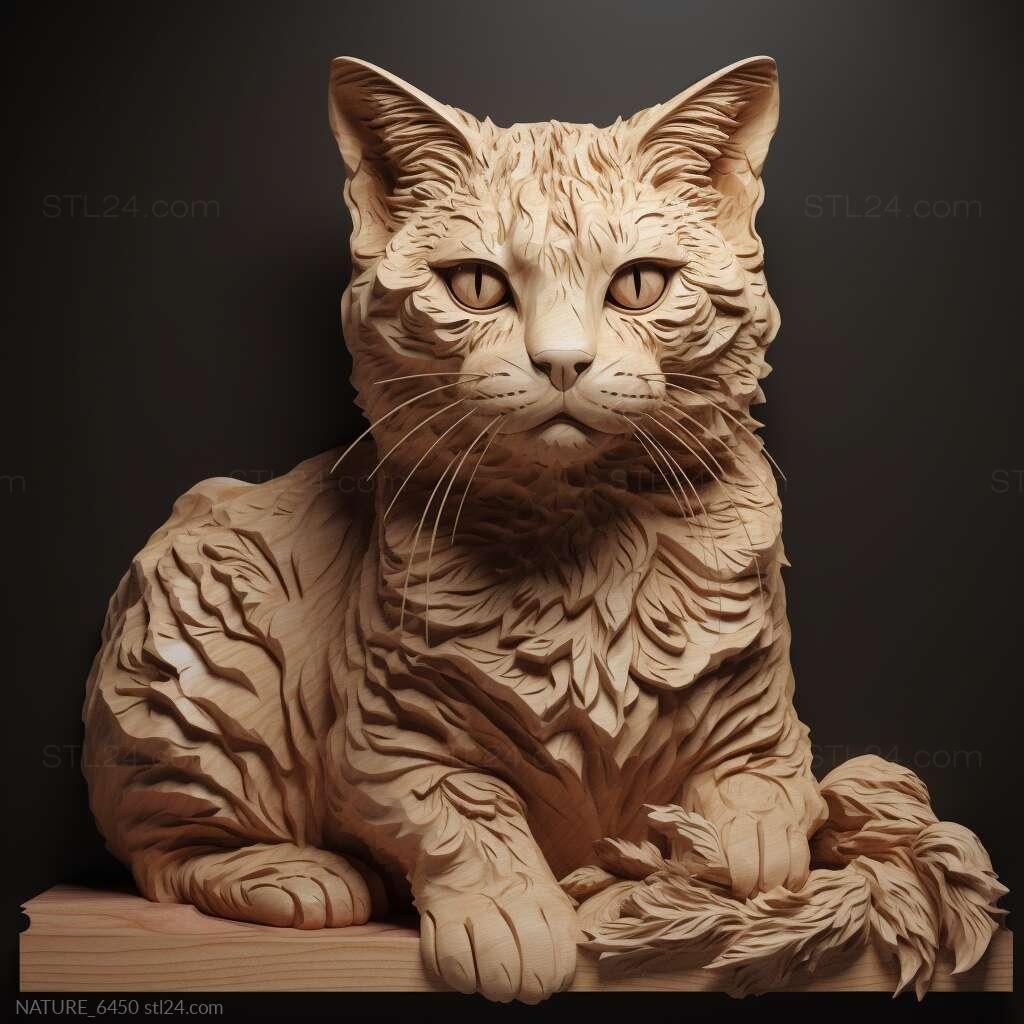 Природа и животные - Немецкий кот рекс 2, NATURE_6450 | 3D модель для ЧПУ  станка